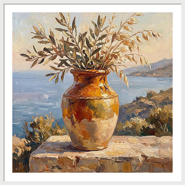 Mediterranean Vase With Olive Branches