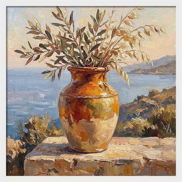 Mediterranean Vase With Olive Branches