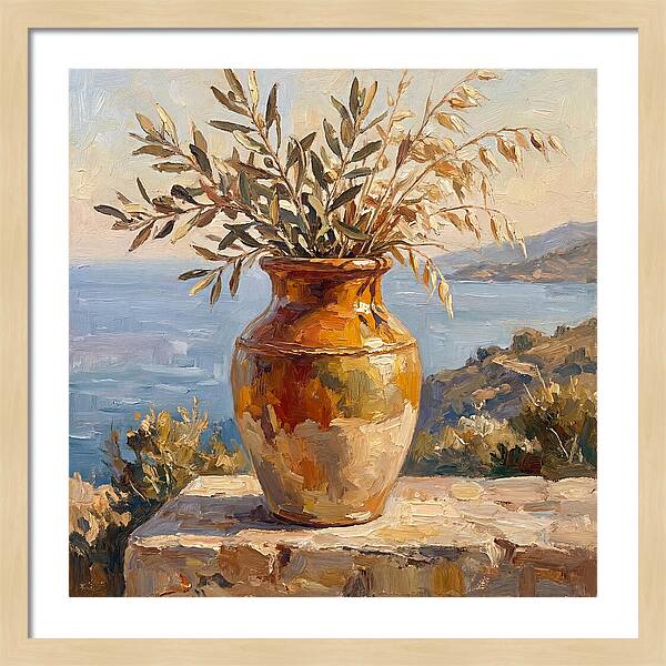 Mediterranean Vase With Olive Branches