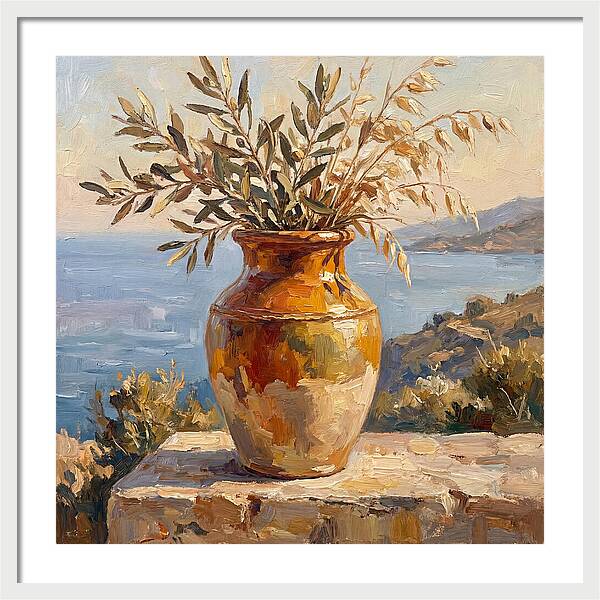 Mediterranean Vase With Olive Branches