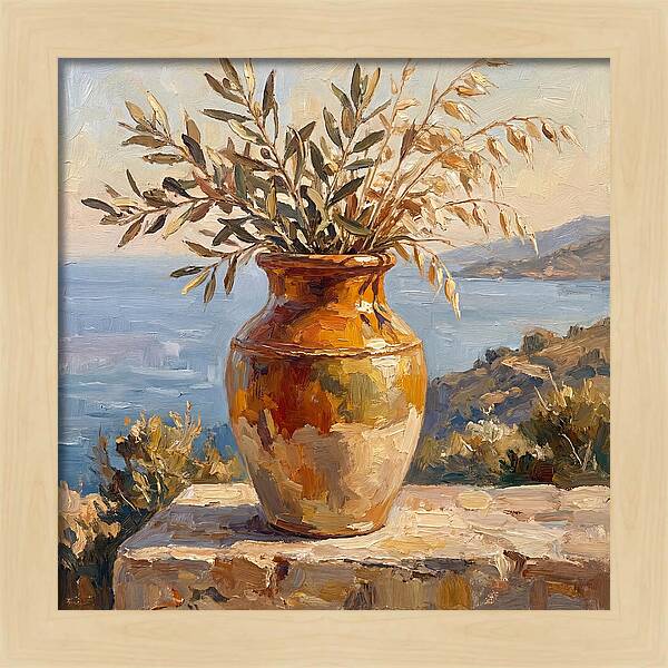 Mediterranean Vase With Olive Branches