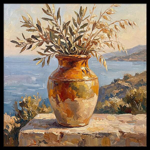 Mediterranean Vase With Olive Branches