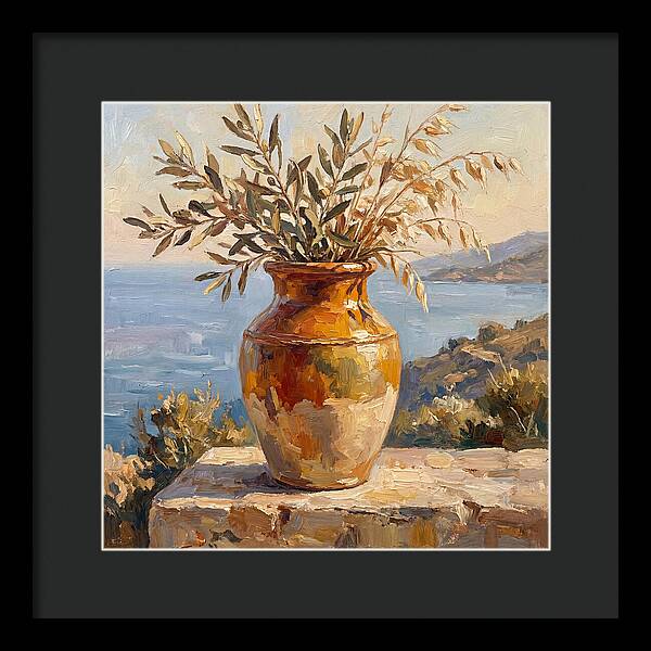 Mediterranean Vase With Olive Branches
