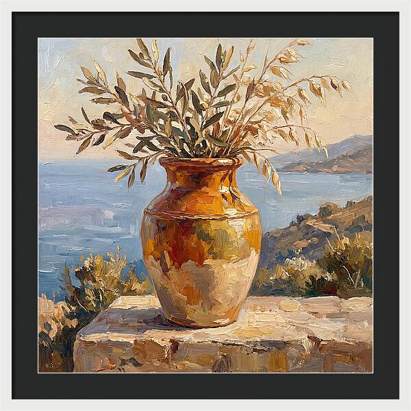 Mediterranean Vase With Olive Branches