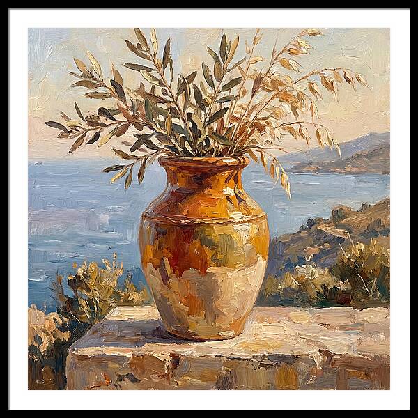 Mediterranean Vase With Olive Branches