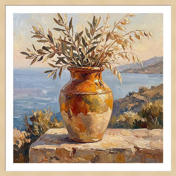 Mediterranean Vase With Olive Branches