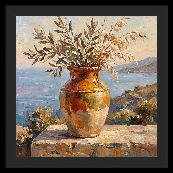 Mediterranean Vase With Olive Branches