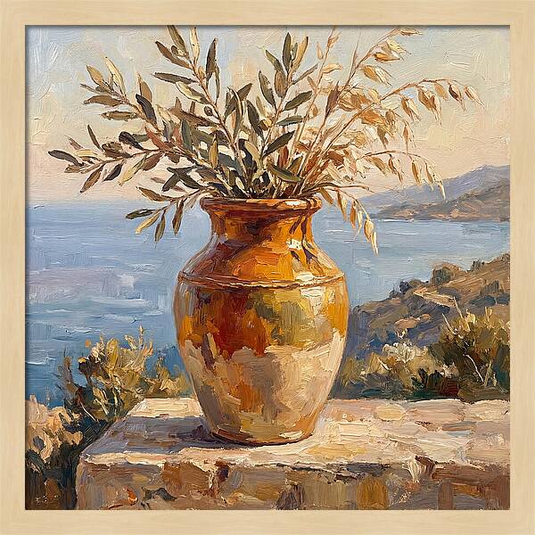 Mediterranean Vase With Olive Branches