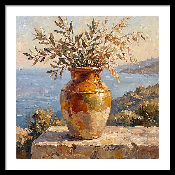 Mediterranean Vase With Olive Branches