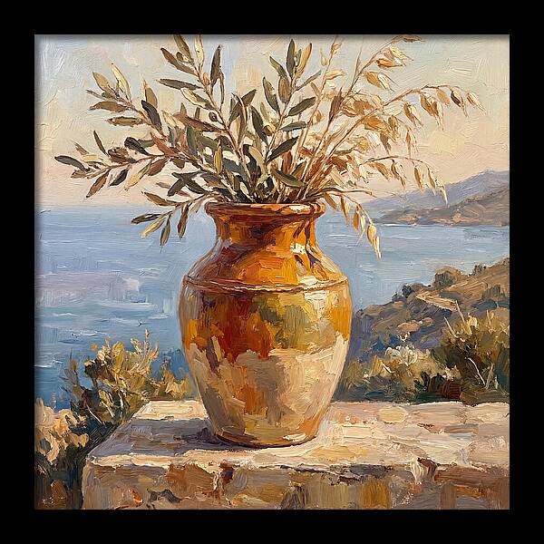 Mediterranean Vase With Olive Branches