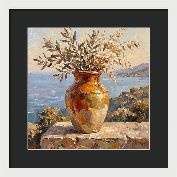 Mediterranean Vase With Olive Branches