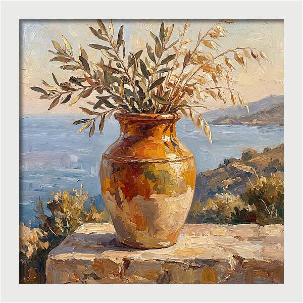 Mediterranean Vase With Olive Branches