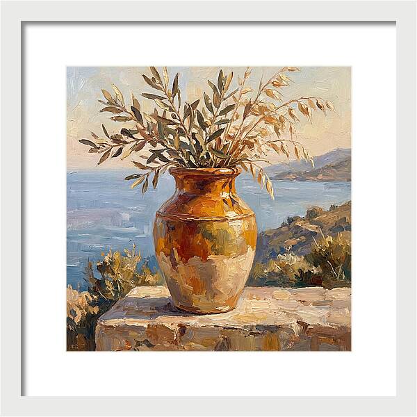Mediterranean Vase With Olive Branches