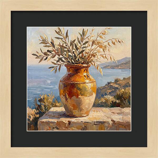 Mediterranean Vase With Olive Branches