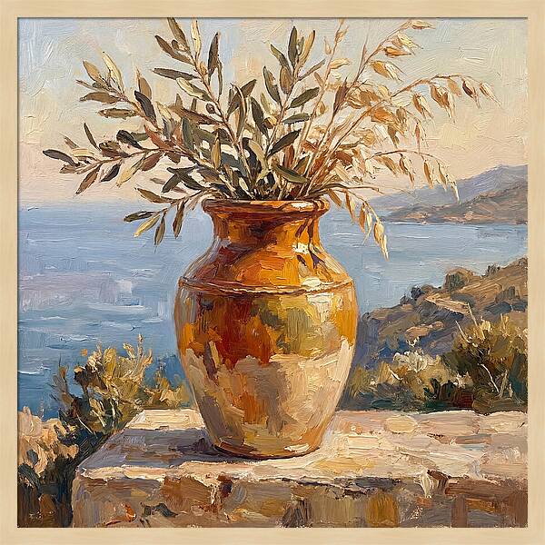 Mediterranean Vase With Olive Branches