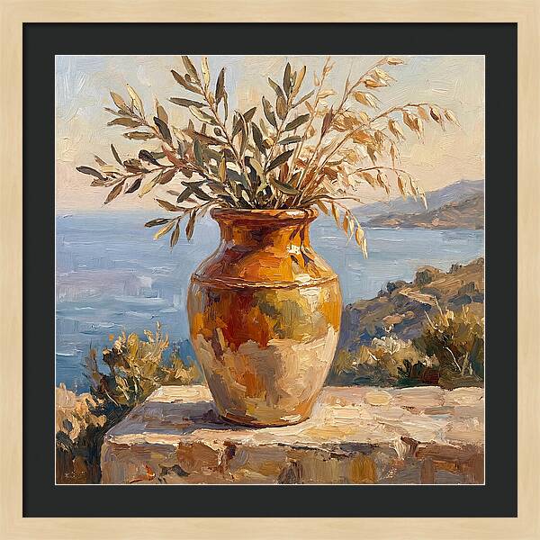 Mediterranean Vase With Olive Branches