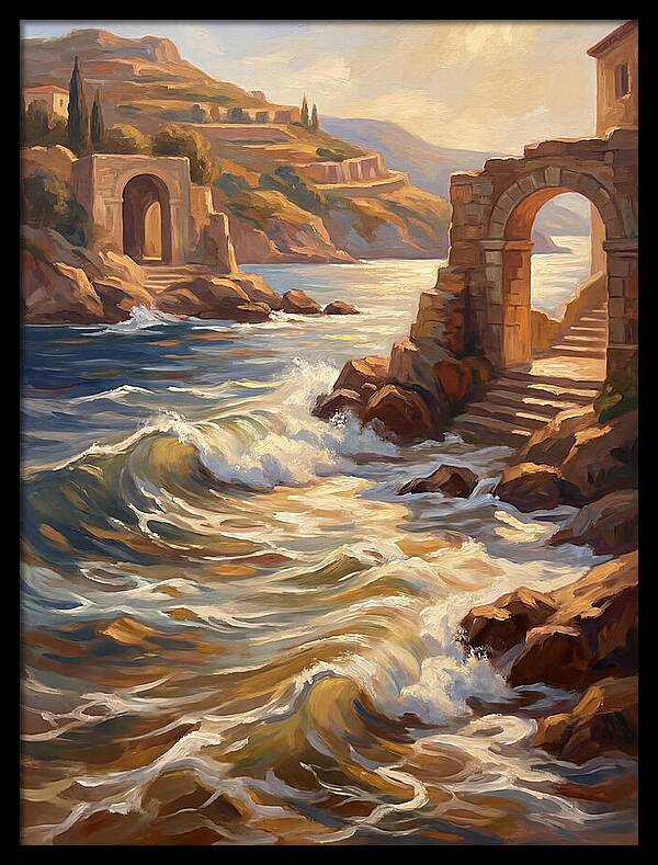 Mediterranean Waves And Ruins