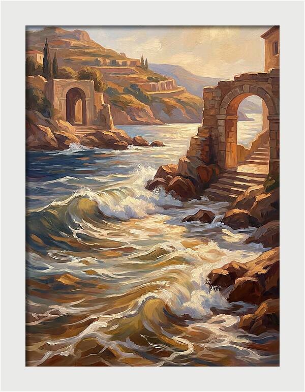 Mediterranean Waves And Ruins