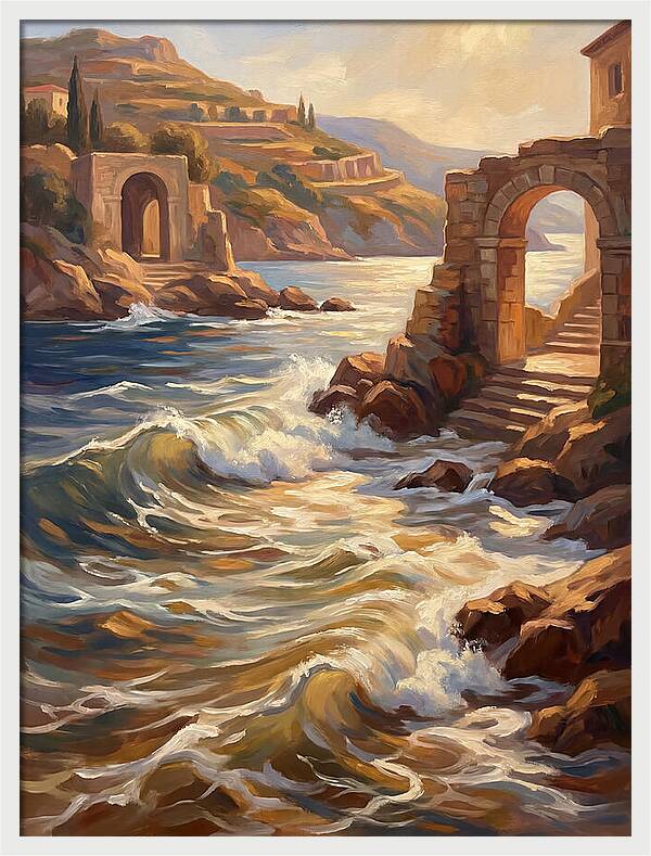 Mediterranean Waves And Ruins