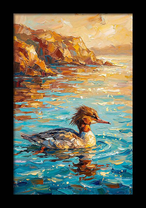 Merganser Gliding Through Mediterranean Waters