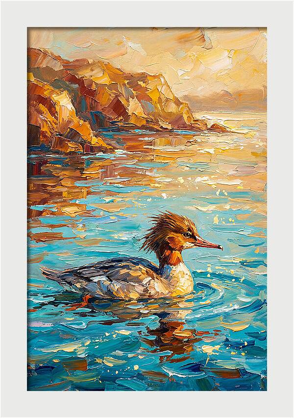 Merganser Gliding Through Mediterranean Waters