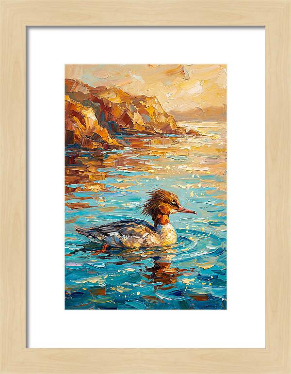 Merganser Gliding Through Mediterranean Waters