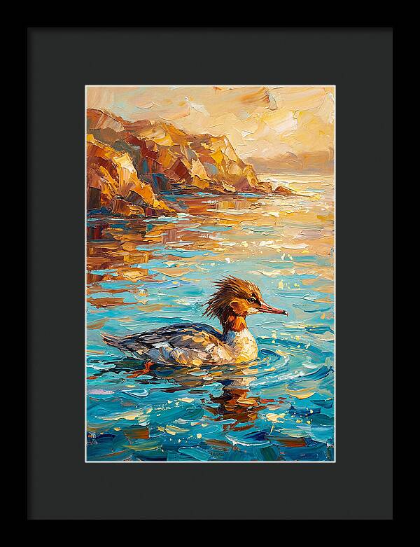 Merganser Gliding Through Mediterranean Waters