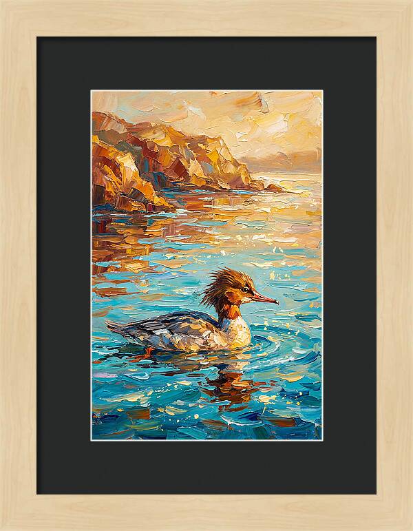 Merganser Gliding Through Mediterranean Waters
