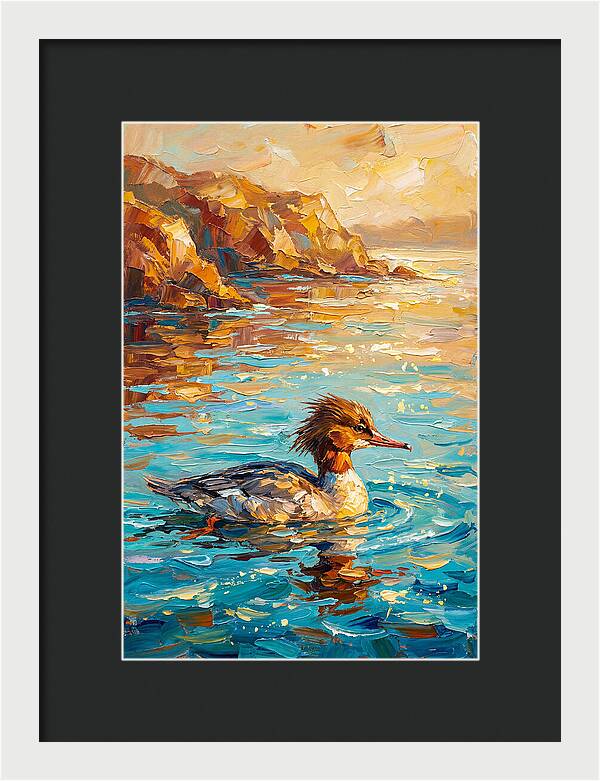 Merganser Gliding Through Mediterranean Waters