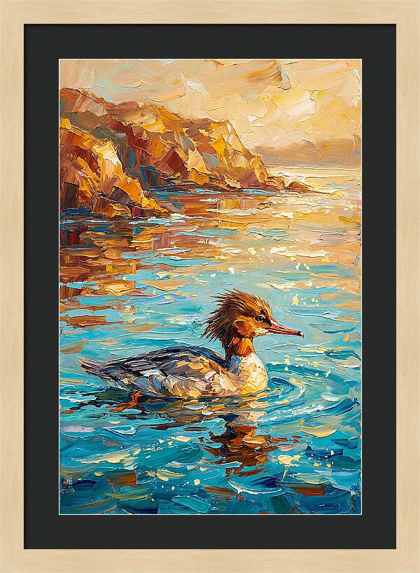 Merganser Gliding Through Mediterranean Waters