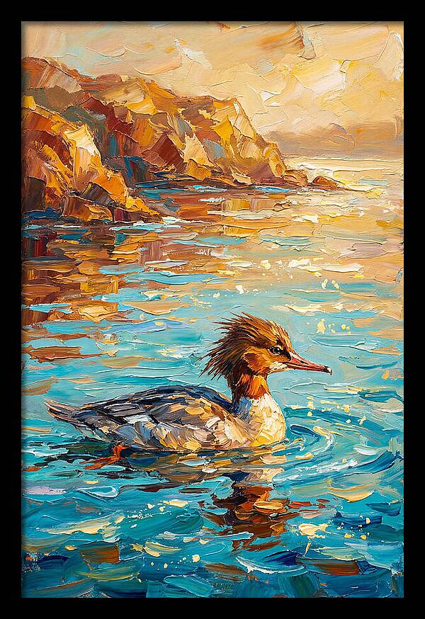 Merganser Gliding Through Mediterranean Waters