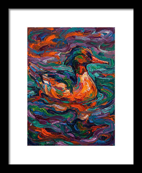 Merganser In Vibrant Swirls