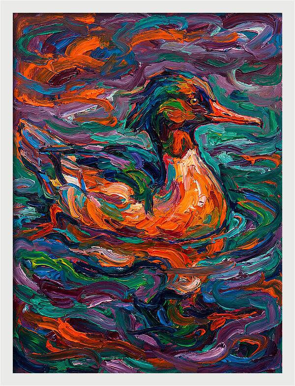 Merganser In Vibrant Swirls