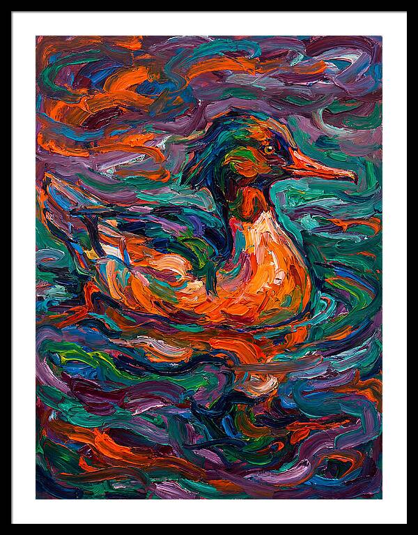 Merganser In Vibrant Swirls