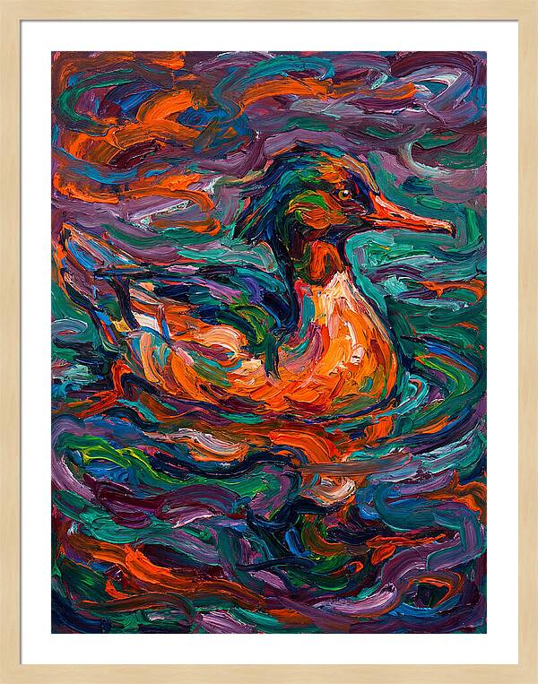Merganser In Vibrant Swirls