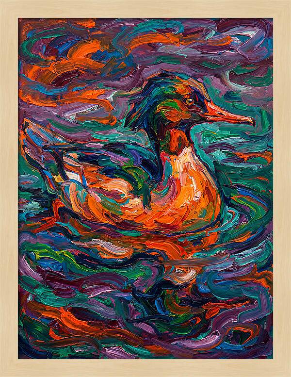 Merganser In Vibrant Swirls