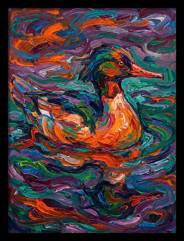 Merganser In Vibrant Swirls