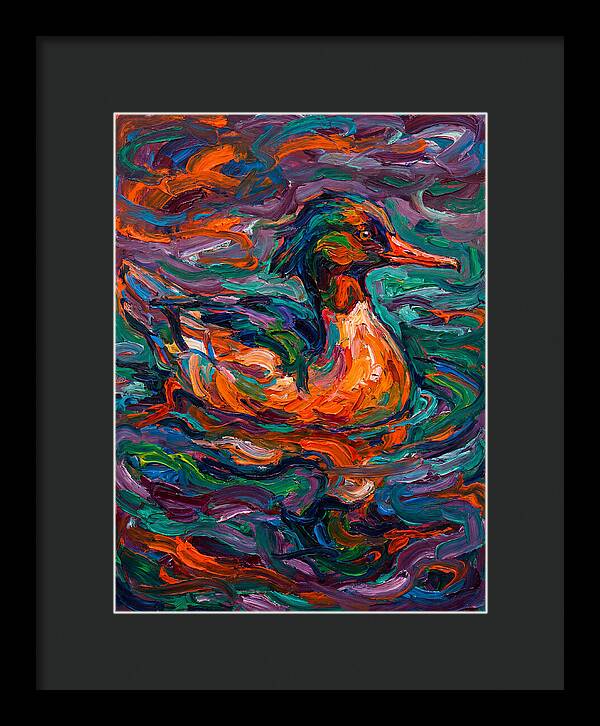 Merganser In Vibrant Swirls