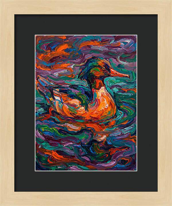Merganser In Vibrant Swirls