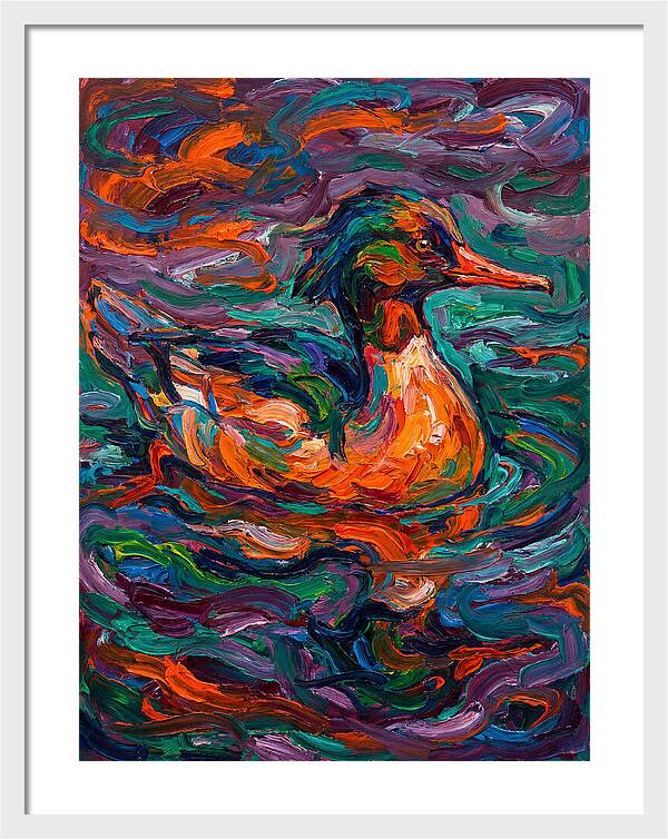 Merganser In Vibrant Swirls