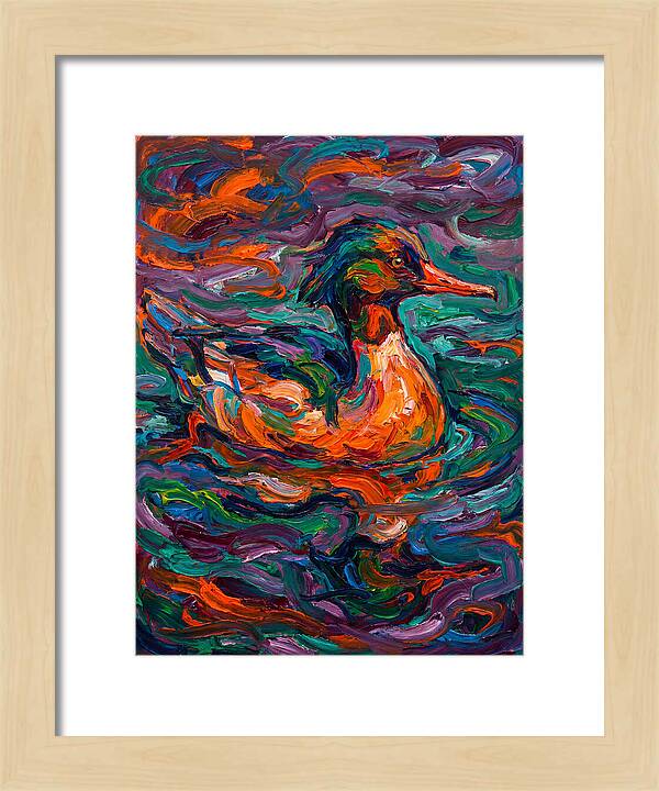 Merganser In Vibrant Swirls