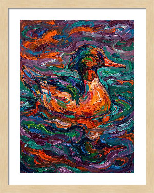 Merganser In Vibrant Swirls
