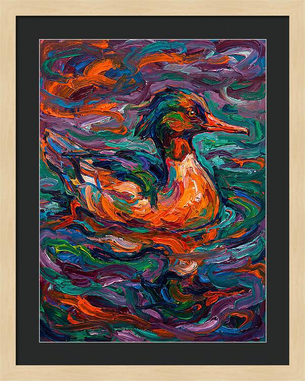 Merganser In Vibrant Swirls