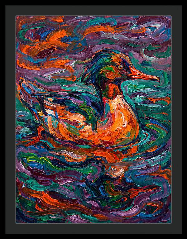 Merganser In Vibrant Swirls