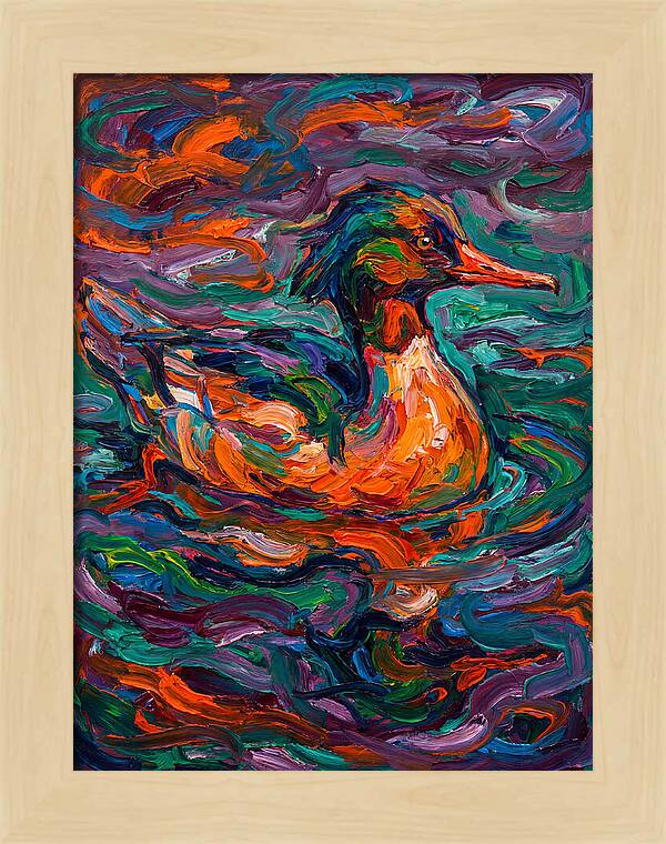 Merganser In Vibrant Swirls