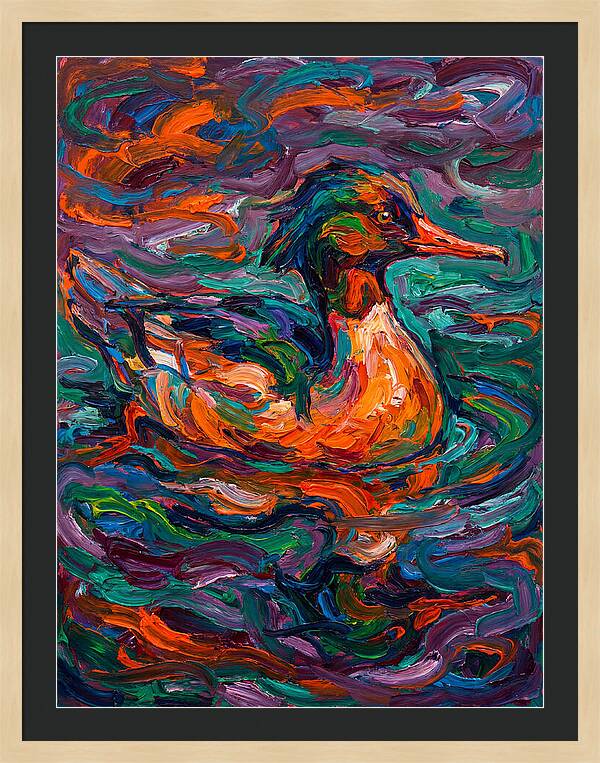 Merganser In Vibrant Swirls