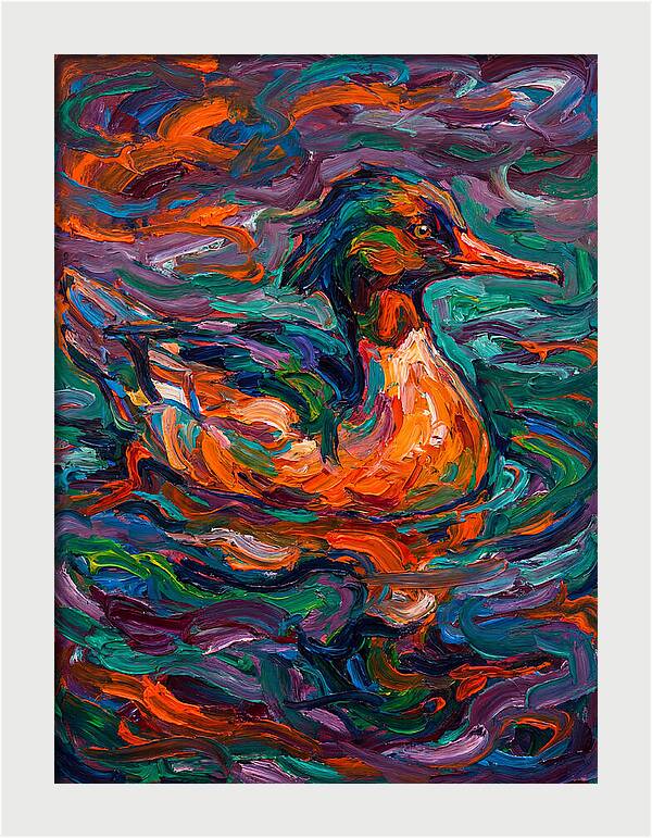 Merganser In Vibrant Swirls
