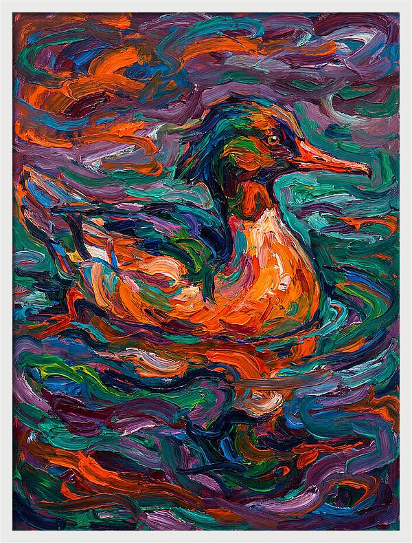 Merganser In Vibrant Swirls