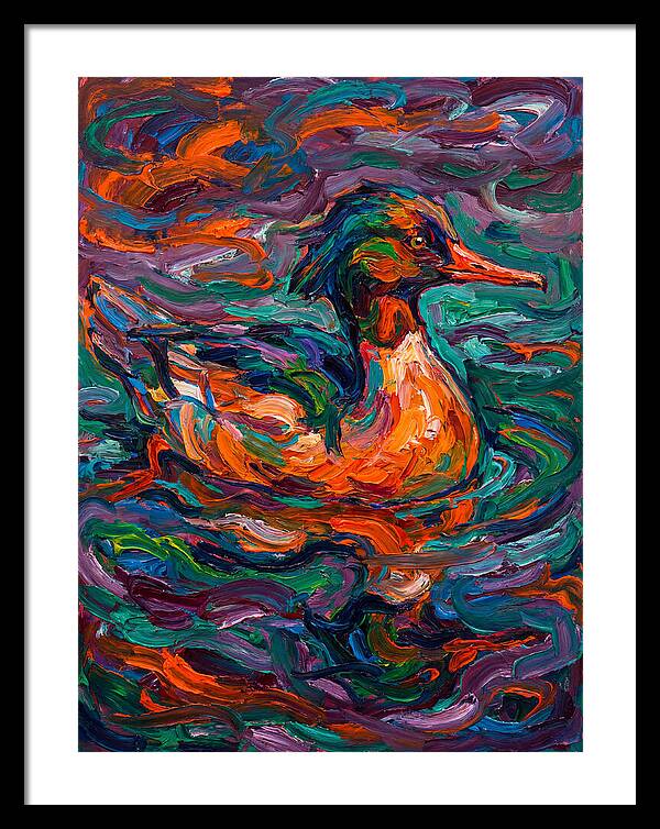 Merganser In Vibrant Swirls
