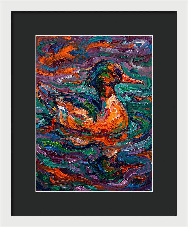 Merganser In Vibrant Swirls